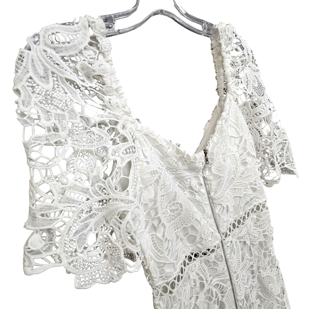 Nwot Lulu's White Embroidered Floral Lace Briarwood Shortsleeve Midi Dre… - Picture 17 of 17